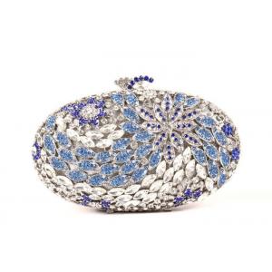 Shell Shaped Crystal Evening Clutch Bags Silver Colored For Women Wedding
