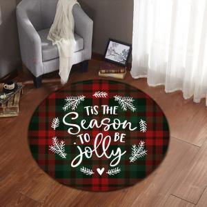 80cm red Round Santa Claus Elk Christmas Festive Floor Mat Anti SlipCircular office mat