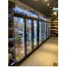 Black Auto Defrost Swing Glass Door Merchandising Freezers Aluminum Alloy Frame