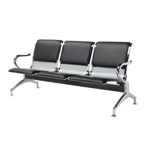 Black PU Foam Airport Waiting Chair With Galvanized Arm And Feet