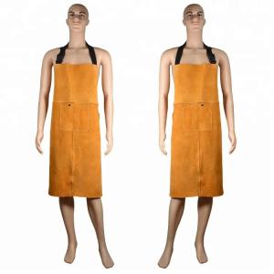 China Heat Resistant Yellow Cow Leather Welding Apron for Industrial Work supplier