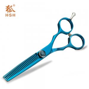 Blue Pet Grooming Thinning Shears Double Tooth Sharp Blade Adjustable Screw