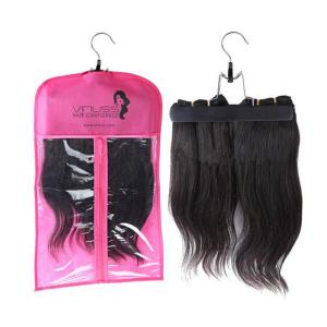 Custom pvc hair extensions carrier hair extension hanger bags.Size 29CM*65CM.Material is PVC and  woven