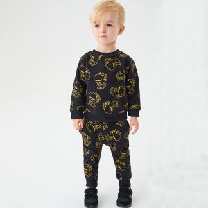 China Hot Sale Toddler Boy Suit Clothes 100% Cotton Kids Clothing Fleece Sweatshirt Two Piece Sets Toddler boy clothing sets supplier