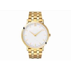 China Gold Stainless Steel Minimalist Waterproof Watch Burshed And Polished Band supplier