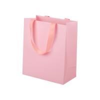 China Pink Shopping Paper Bags Packaging Gift With Grosgrain Ribbon Handle on sale