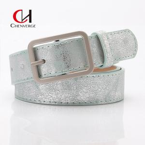 China Shiny PU Alloy Buckle Ladies Leather Belt Jeans Clothing Accessories supplier