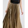 China Custom service women clothes latest skirts design gold long pleated skirt wholesale