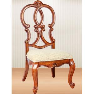 OEM Luxury Hand Carved Antique Wooden Chair With Leather Seat