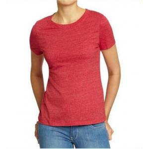 Solid Color Womens Hemp Cotton Clothing Red Plain T Shirt OEM Service Available