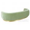 China Luxurious Mohair Sofa Home Furniture Golden Brass Metal Base Green Velvet Fabric wholesale