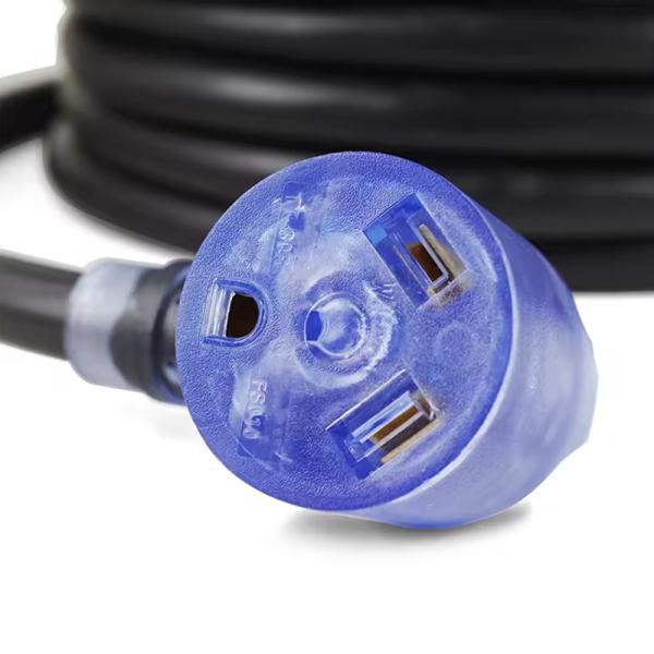 China 50ft 10 AWG 30A ヘビーデューティRV電源コードとLEDライト 簡単に切断&保管オーガナイザー TT-30プラグ SJTWワイヤータイプ wholesale