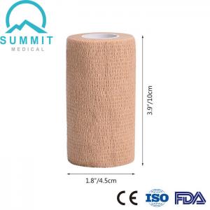 4 Inches X 5 Yards Tan Elastic Cohesive Bandage NonWoven Self Adhesive