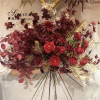 China SX-F010 Wholesale high quality red Artificial flowers bouquet for wedding  arrangement on sale