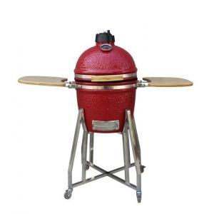 Kamado 15 Inch Charcoal Ceramic Smoker Red Color 39cm With Cart And Side Tables