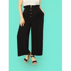 factory clothing manufacturer new style black custom women wide pants with four bottons