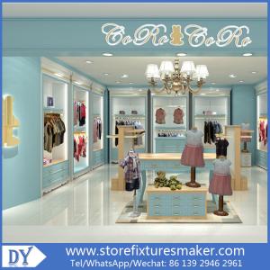 China Custom nice fashion  design wooden lacquer Childrens Clothing Stores display showcase furniture  with good price supplier