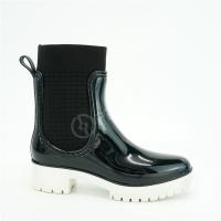 China PVC Rain Footwear For Ladies , Anti Slip Black Ankle Rain Boots on sale