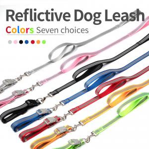 Snap On Adjustable Dog Collar Nylon Braided Dog Rope Reflective Pet Leash