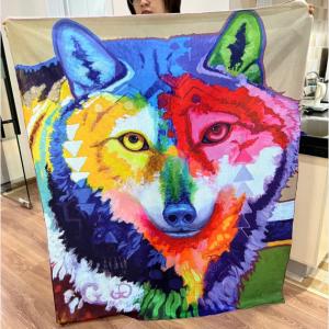 China Home Wolf Blanket Soft Cozy Air Conditioning Machine Wash Blanket Gray Throw 50X60 supplier
