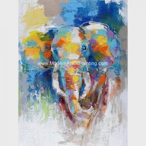 China Abstract Colorful Elephant Painting On Canvas / Animal Print Canvas Wall Art wholesale