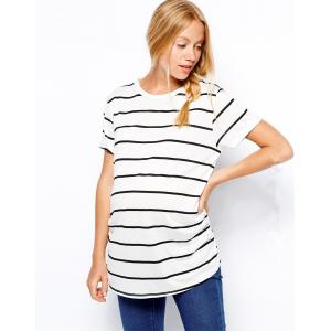 western maternity wear in black and white stripe shirt in loose design