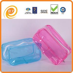 China Sedex WCA Cosmetic Toiletry Bag Makeup PVC Clear Plastic Double Zipper 200mm supplier