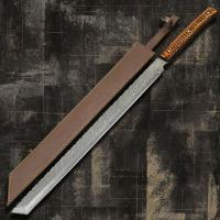 Damascus Steel Black Butcher Knife OEM Long Blade Hunting Knife 27in