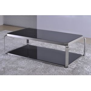 China Aduana mesas de centro y mesas laterales del cuadrado del lustre del negro de 2 capas con los tubos cromados on sale