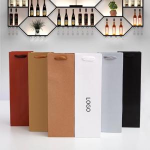 China 157gsm Insulated Washable Brown Paper Wine Bags Die Cut Handle supplier