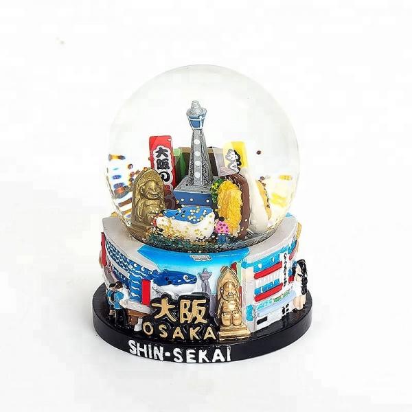 Custom Resin Japan Souvenirs Snow Globe Hand Painting High Quality 65mm Osaka