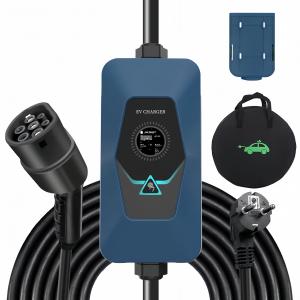 Type 2 Screen Display 32A Portable AC EV Charger With CE Certificate