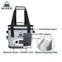 Insulated 24 Can Cooler Bag With Shoulder Strap Front Pocket And Anti Leakage Zipper