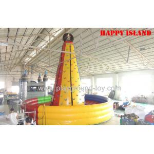 Durable PVC Inflatable Climbing Wall , Inflatable Pool With Slide Yellow Tall