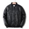 Breathable Winter mens classic leather jackets Floral Patterned Fully Lined