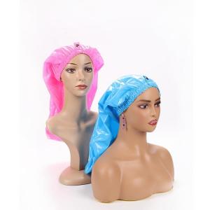 China Women'S Waterproof PVC Shower Cap Bonnets 22.5 Long For Curly Hair on sale 