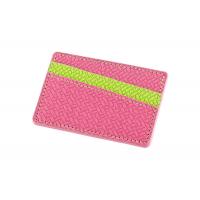 China Rectangle Credit Card Organizer Wallet PU Leather Weave Wallet Debossing Logo on sale