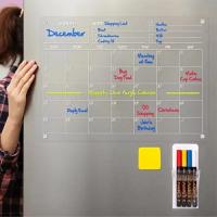 China Custom Acrylic Magnetic Calendar For Fridge , Clear Dry Erase Magnetic Calendar With Markers on sale