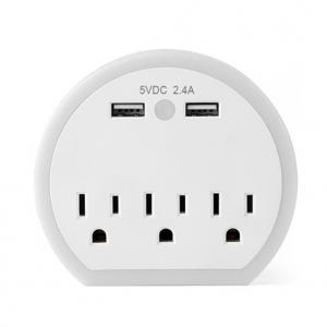 China Wall Power Socket with Surge Protector ETL cETL Passed 3 Outlets 2USB supplier