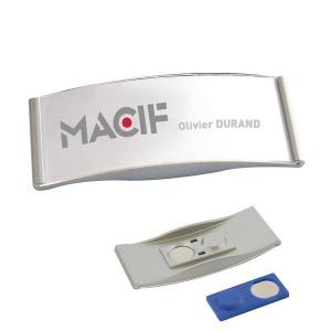 China Arc Shaped Personalized Name Tag Badges Easily Clipped Non Clothing Damaging supplier