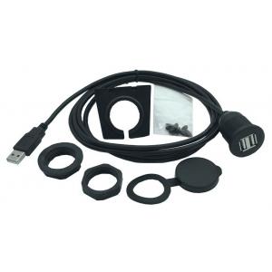 Black Color Dual USB Female Extension Cable Kit High Speed For Boat , Motorcycle