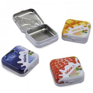 China Small Square Tin Box with Lid Printed Metal Storage Boxes for Mints Tin Food Containers supplier