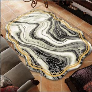Shiny Shaped Living Room Carpet Chair Floor Mat Marble Irregular Foldable Area