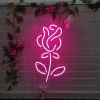 China Custom Logo Neon Light Wedding Sign Pink Rose Drop Shipping Business Advertising Board on sale