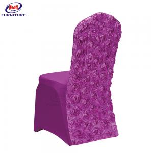 Elastic Purple Spandex Chair Sashes Prints Style for Outdoor Restaurant