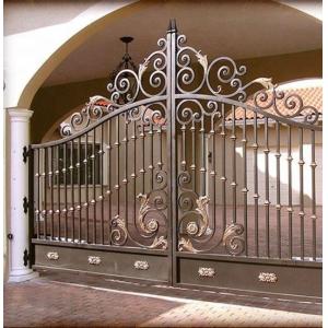 China 20ft Double Wrought Iron Garden Gates Courtyard Iron Entry Gates Anti Rust supplier
