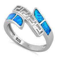 China 925  With Sterling Silver Greek  Inifinity Pattern   Lab  Opal  Band  Ring  Raw Opal Jewelry on sale