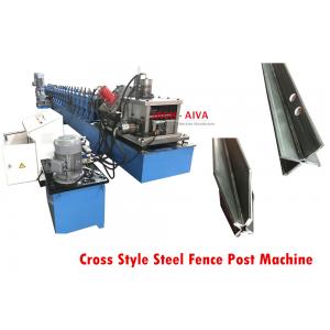 Cross Style Steel Fence Post Machine , Palisade fence Roll Forming Machine