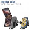 China Samsung Z Flip Qi Wireless Car Charger 15W Two Coils With Dashboard Bracket wholesale
