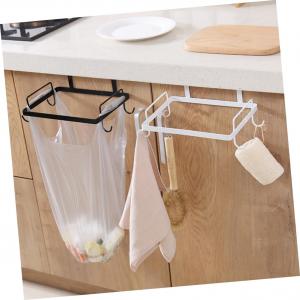 Garbage Bag Hanger Iron Art Hanging Rack Metal Brackets Storage Holder Shelf in White